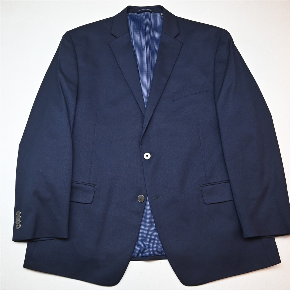 Michael Kors 46R Navy Blue Travel Zip Pocket Mens Blazer Suit Jacket Sport Coat
